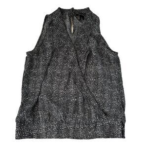 WHITE HOUSE BLACK MARKET SLEEVELESS Back KEYHOLE  V-Neck Elastic Waist Size M